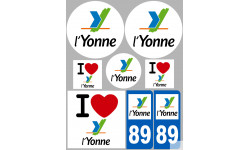 Département 89 l'Yonne (8 autocollants variés) - Sticker/autocollant