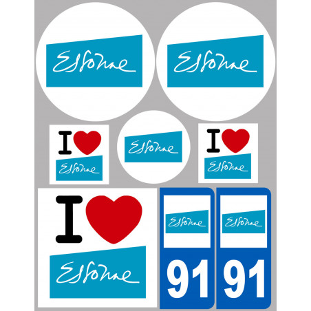 Département 91 l'Essonne (8 autocollants variés) - Sticker/autocollant