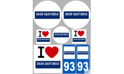 Département 93 la Seine-Saint-Denis (8 autocollants variés) - Sticker/autocollant