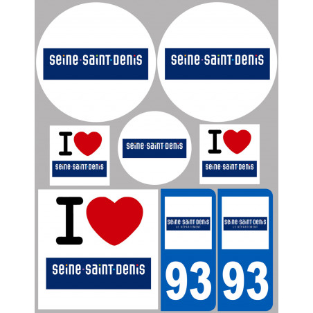 Département 93 la Seine-Saint-Denis (8 autocollants variés) - Sticker/autocollant