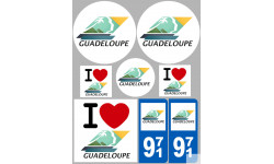 Département 971 la Guadeloupe (8 autocollants variés) - Sticker/autocollant