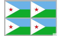 Drapeau Djibouti (4 stickers 9.5x6.3cm) - Sticker/autocollant