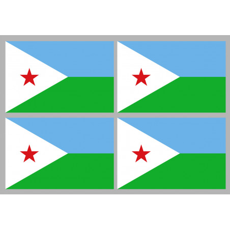 Drapeau Djibouti (4 stickers 9.5x6.3cm) - Sticker/autocollant