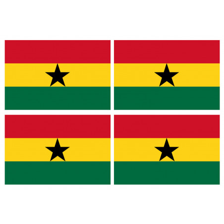 Drapeau Ghana (4 stickers 9.5x6.3cm) - Sticker/autocollant