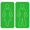 WC, toilette vert (2 stickers 15x15cm) - Sticker/autocollant