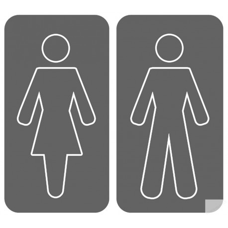 WC, toilette gris double (2 stickers 10x10cm) - Sticker/autocollant