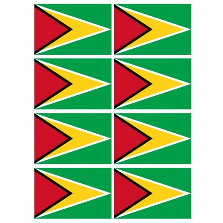 Drapeau Guyana - (8 stickers 9.5x6.3cm) - Sticker/autocollant