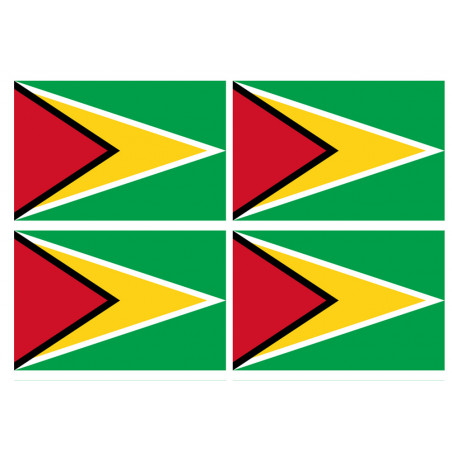 Drapeau Guyana - (4 stickers 9.5x6.3cm) - Sticker/autocollant