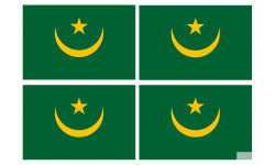 Drapeau Mauritanie (4 fois 9.5x6.3cm) - Sticker/autocollant