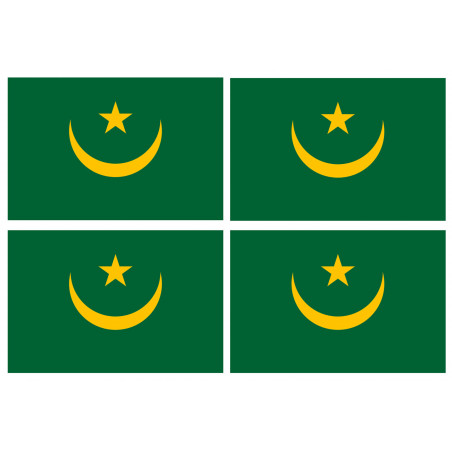 Drapeau Mauritanie (4 fois 9.5x6.3cm) - Sticker/autocollant