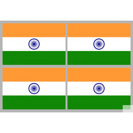 Drapeau Inde (4 fois 9.5x6.3cm) - Sticker/autocollant