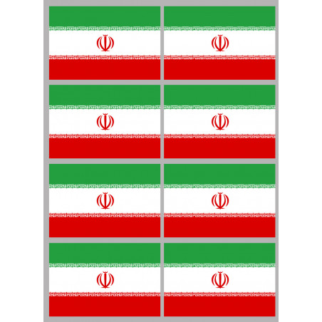 Drapeau Iran (8 fois 9.5x6.3cm) - Sticker/autocollant