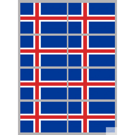 Drapeau Islande (8 fois 9.5x6.3cm) - Sticker/autocollant