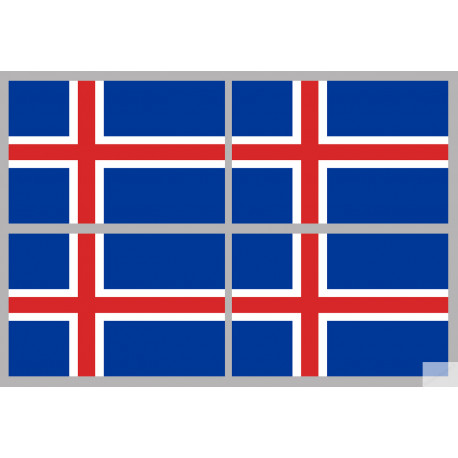 Drapeau Islande (4 fois 9.5x6.3cm) - Sticker/autocollant