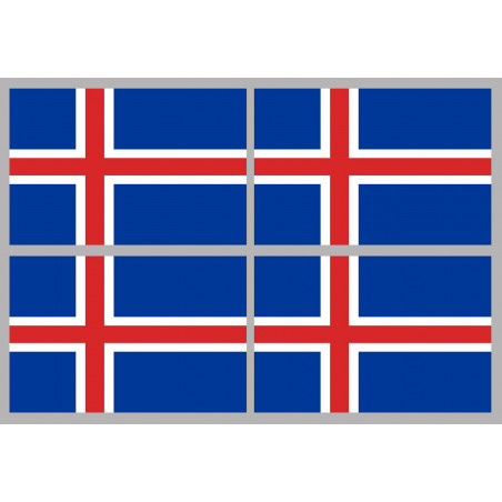 Drapeau Islande (4 fois 9.5x6.3cm) - Sticker/autocollant