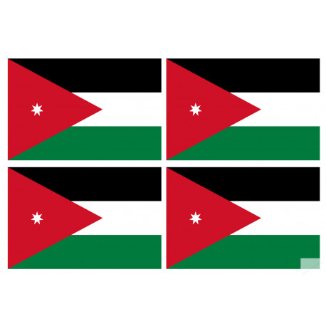 Drapeau Jordanie (4 fois 9.5x6.3cm) - Sticker/autocollant