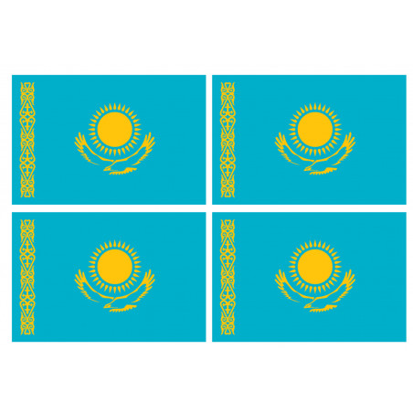 Drapeau Kazakhstan (4 fois 9.5x6.3cm) - Sticker/autocollant