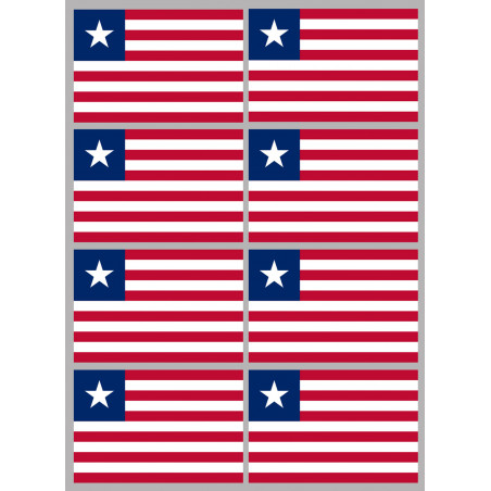 Drapeau Libéria (8 fois 9.5x6.3cm) - Sticker/autocollant