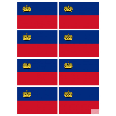 Drapeau Liechtenstein (8 fois 9.5x6.3cm) - Sticker/autocollant