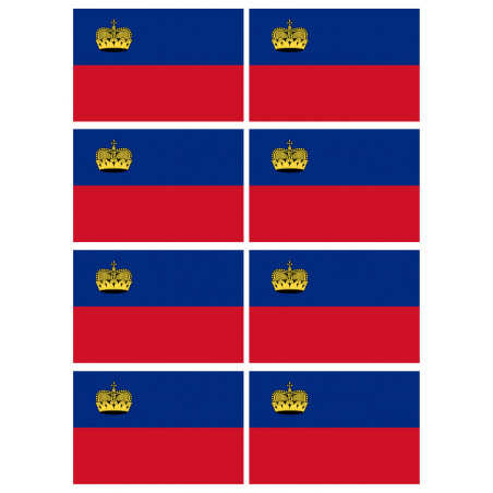 Drapeau Liechtenstein (8 fois 9.5x6.3cm) - Sticker/autocollant