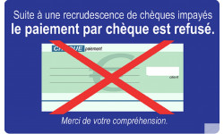 Paiement Chèques refusés - 20x12.3cm - Sticker/autocollant