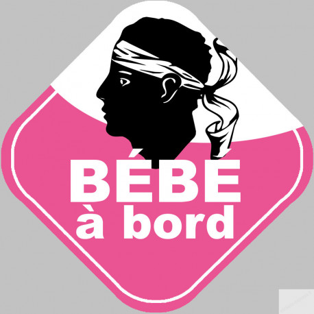 Bébé à bord fille Corse (10x10cm) - Sticker/autocollant