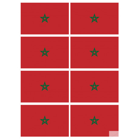 Drapeau Maroc (8 fois 9.5x6.3cm) - Sticker/autocollant