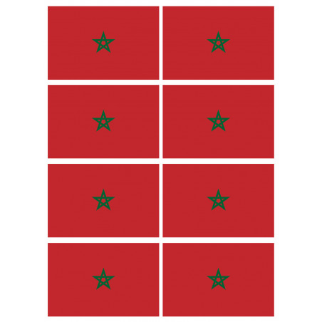 Drapeau Maroc (8 fois 9.5x6.3cm) - Sticker/autocollant