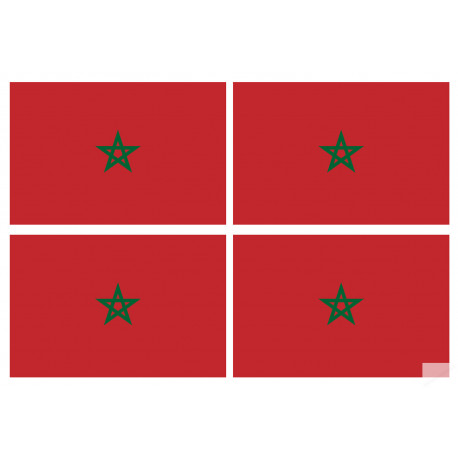 Drapeau Maroc (4 fois 9.5x6.3cm) - Sticker/autocollant