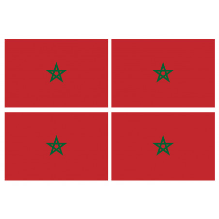 Drapeau Maroc (4 fois 9.5x6.3cm) - Sticker/autocollant