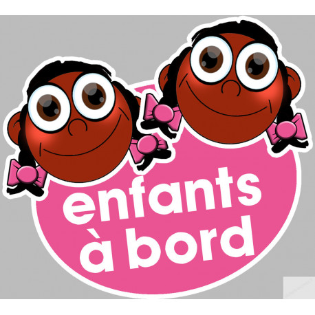 Enfants à bord filles afros (10x9cm) - Sticker/autocollant