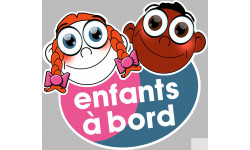 Enfants à bord soeur et frère (10x9cm) - Sticker/autocollant