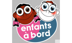 Enfants à bord fille plus gars (10x9cm) - Sticker/autocollant