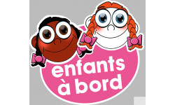 Enfants soeurs à bord filles mixtes (10x9cm) - Sticker/autocollant