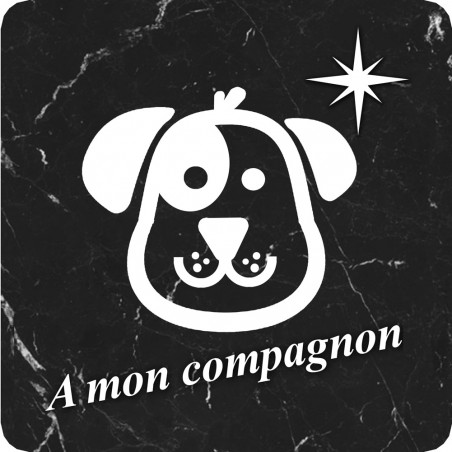 à mon compagnon chien marbre noir (10x10cm) - Sticker/autocollant