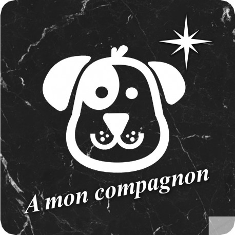 à mon compagnon chien marbre noir (20x20cm) - Sticker/autocollant