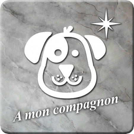 à mon compagnon chien marbre gris (10x10cm) - Sticker/autocollant