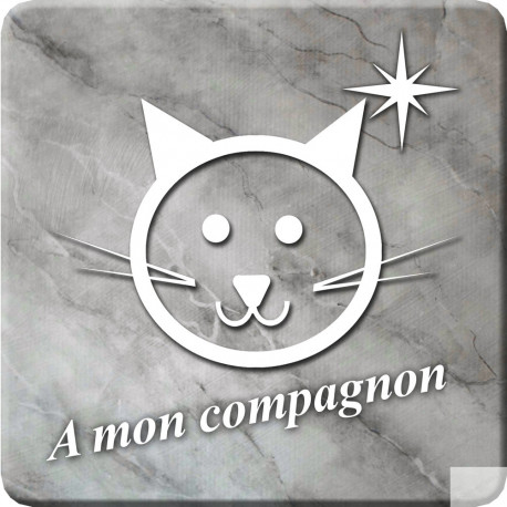 à mon compagnon chat marbre gris (5x5cm) - Sticker/autocollant