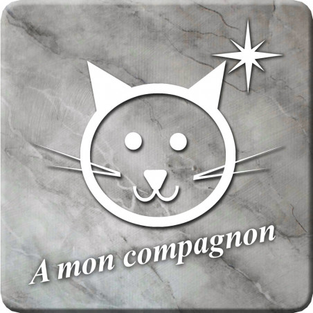 chat marbre gris (10x10cm) - Sticker/autocollant