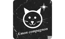 à mon compagnon chat marbre noir (5x5cm) - Sticker/autocollant