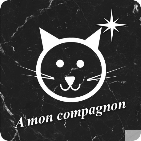 à mon compagnon chat marbre noir (5x5cm) - Sticker/autocollant