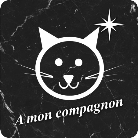 à mon compagnon chat marbre noir (5x5cm) - Sticker/autocollant