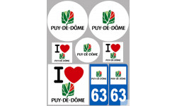 Département 63 le Puy-de-Dôme (8 autocollants variés) - Sticker/autocollant