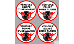 véhicule sous alarme 4 stickers de 5cm - Sticker/autocollant