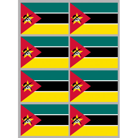 Drapeau Mozambique (8 fois 9.5x6.3cm) - Sticker/autocollant