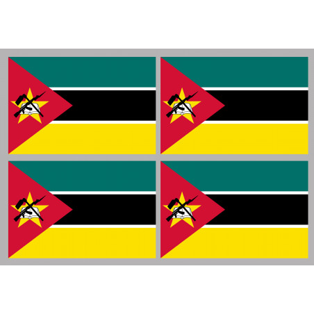 Drapeau Mozambique (4 fois 9.5x6.3cm) - Sticker/autocollant