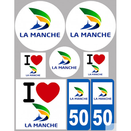 Département 50 la Manche (8 autocollants variés) - Sticker/autocollant