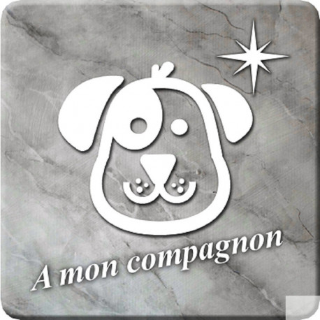 à mon compagnon chien marbre gris (20x20cm) - Sticker/autocollant