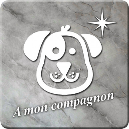 à mon compagnon chien marbre gris (20x20cm) - Sticker/autocollant