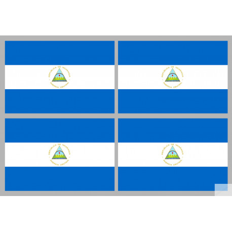 Drapeau Nicaragua (4 fois 9.5x6.3cm) - Sticker/autocollant